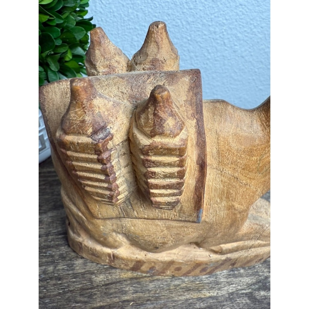 Vintage Hand Carved Wood Camel Nativity Figurine Christmas Folk Art 8" Manger - Picture 4 of 13